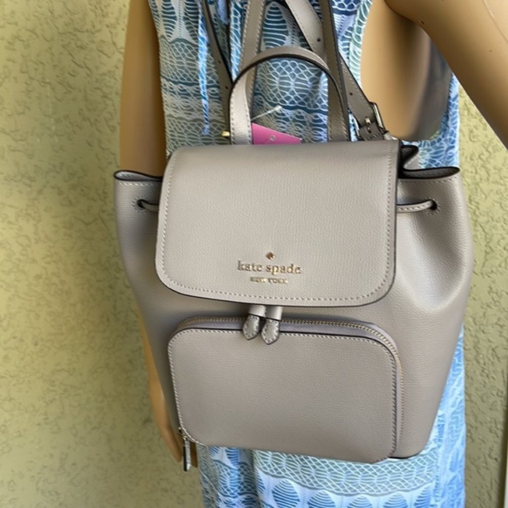 Kate Spade Darcy Flap Backpack Warm Taupe - Picture 4 of 16